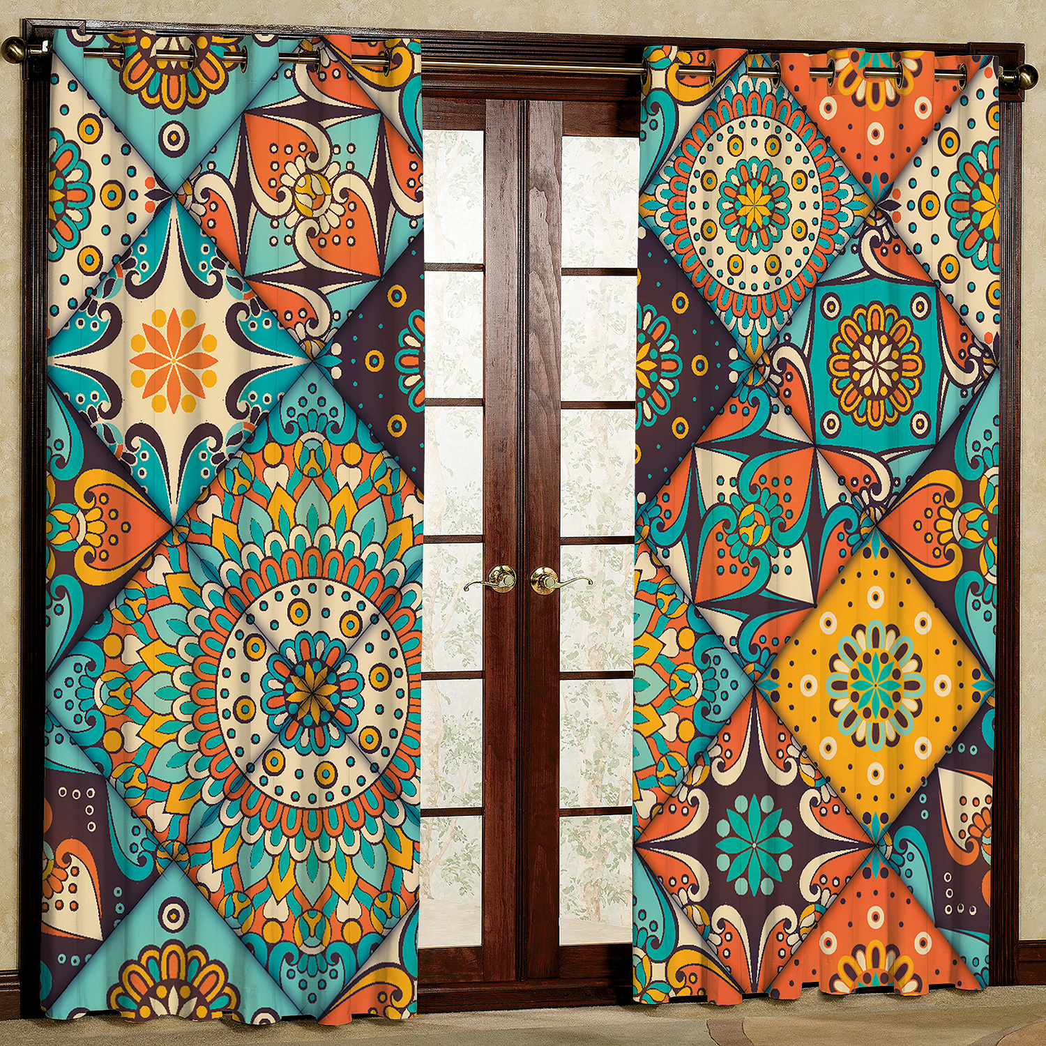 پرده مدل طرح کااشی هازان پانچی کد 2597a سایز 140x200 سانتی متر