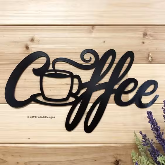 تابلو دیواری چوبی یک تکه طرح coffee - فروشگاه نیم آستین