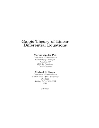 خرید و دانلود نسخه کامل کتاب Galois Theory of Linear Differential Equations