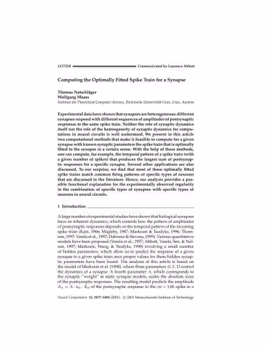 خرید و دانلود نسخه کامل کتاب Computing the Optimally Fitted Spike Train for a Synapse