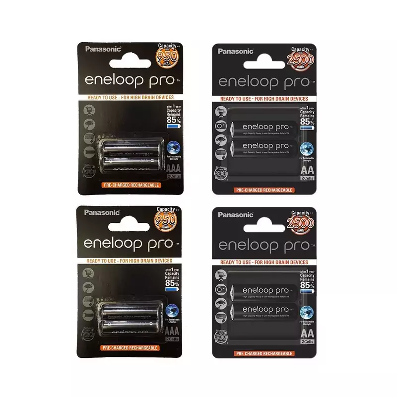 باتری قلمی و نیم قلمی قابل شارژ پاناسونیک مدل eneloop pro بسته هشت عددی