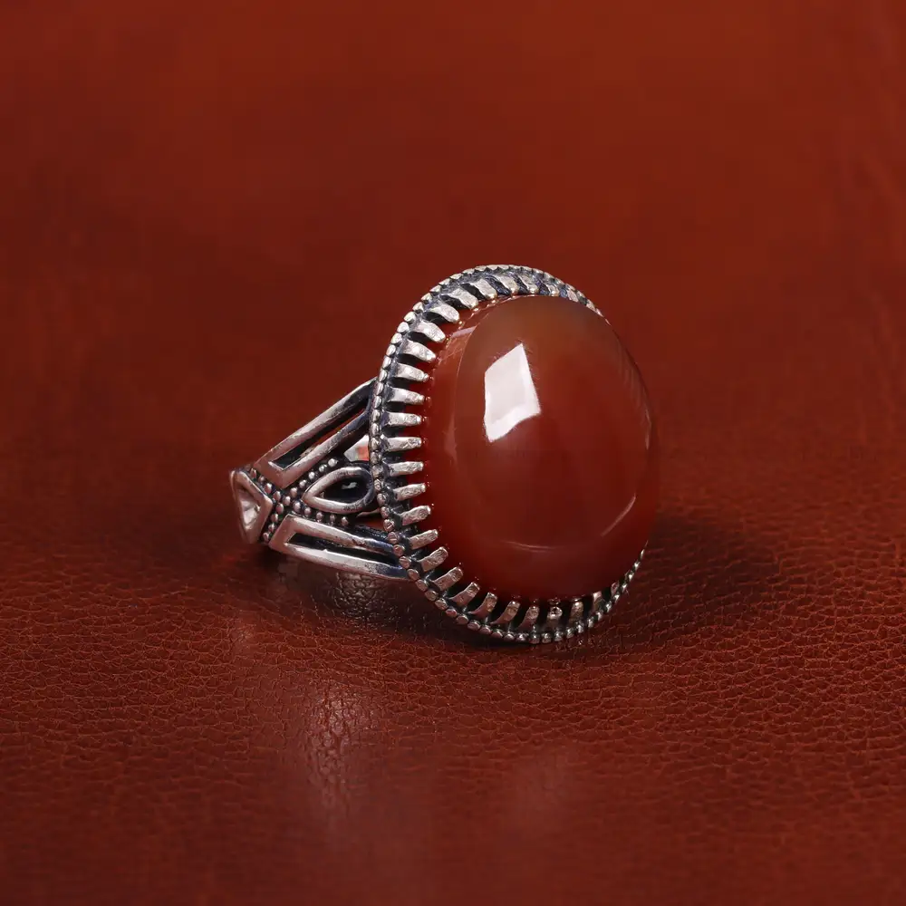 انگشتر عقیق یمن مردانه کد 23862 - جواهری مشاهیر