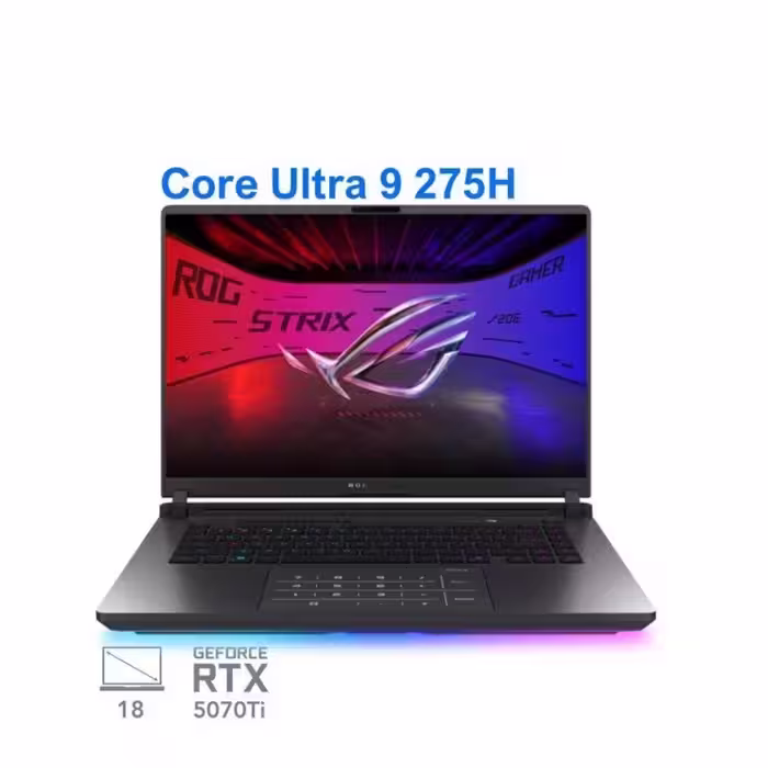 لپ تاپ گیمینگ 16 اینچی ایسوس مدل ROG Strix G16 G615LR با پردازنده Core Ultra 9 275HX، رم 32GB، حافظه 2TB SSD و گرافیک RTX 5070 Ti 12GB