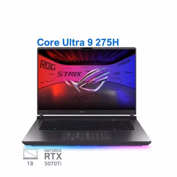 لپ تاپ گیمینگ 16 اینچی ایسوس مدل ROG Strix G16 G615LR با پردازنده Core Ultra 9 275HX، رم 32GB، حافظه 2TB SSD و گرافیک RTX 5070 Ti 12GB