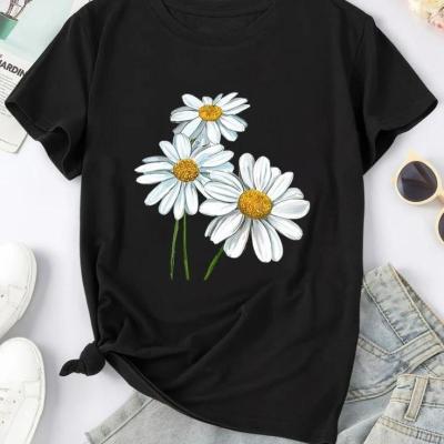 تیشرت مشکی طرح بابونه