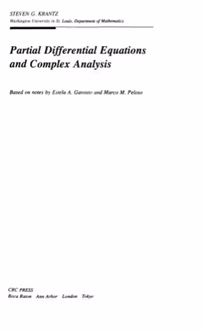 خرید و دانلود نسخه کامل کتاب Partial Differential Equations and Complex Analysis