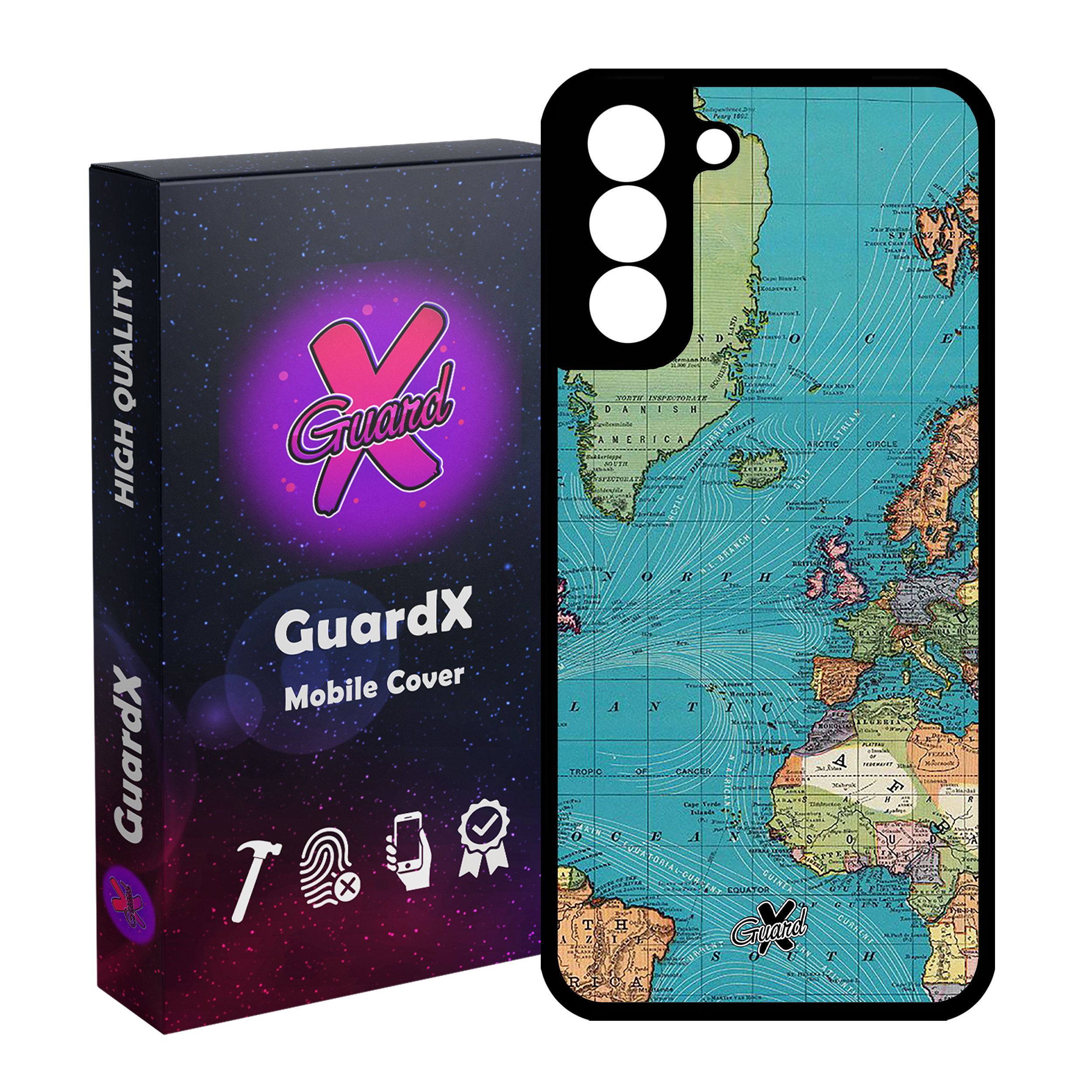 کاور گارد ایکس طرح نقشه مدل Glass10226 مناسب برای گوشی موبایل سامسونگ Galaxy S21