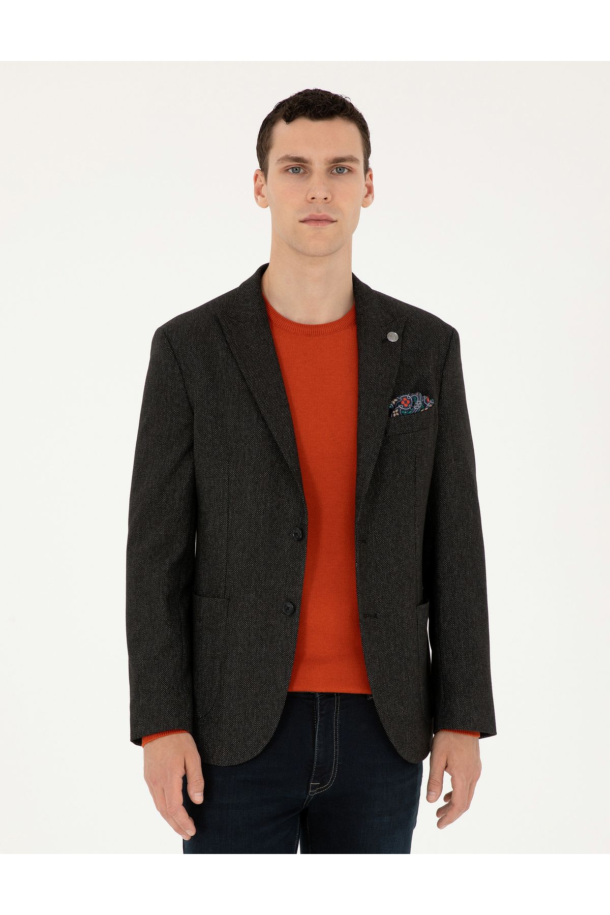 کت چند رنگ مردانه ژاکت مشکی SLIM FIT اورجینال Pierre Cardin