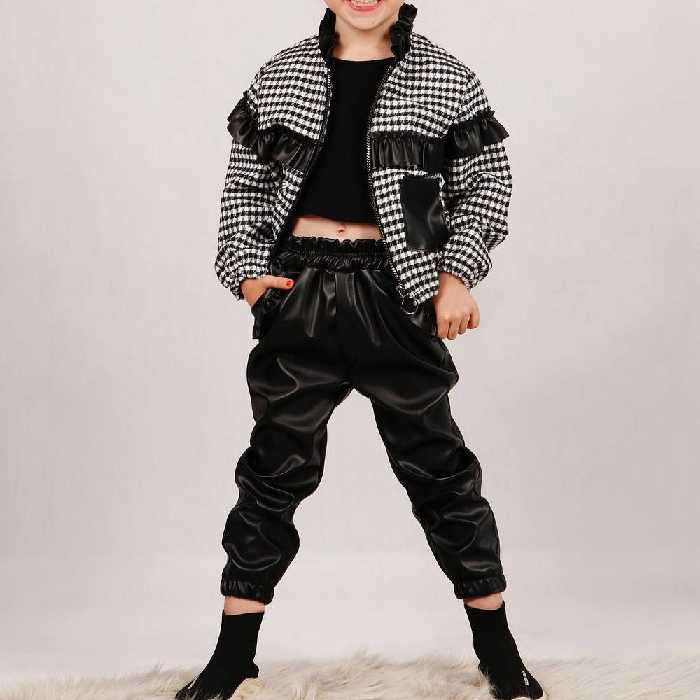  سویشرت شلوارچرم جنس کشمیر و چرم رنگ بندی مشکی سایز ها سایز 1 سایز2 سایز3