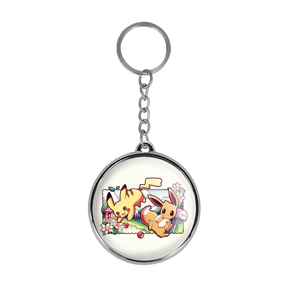 جاکلیدی خندالو طرح ایو و پیکاچو انیمه پوکمون مدل دوطرفه کد 1738717382