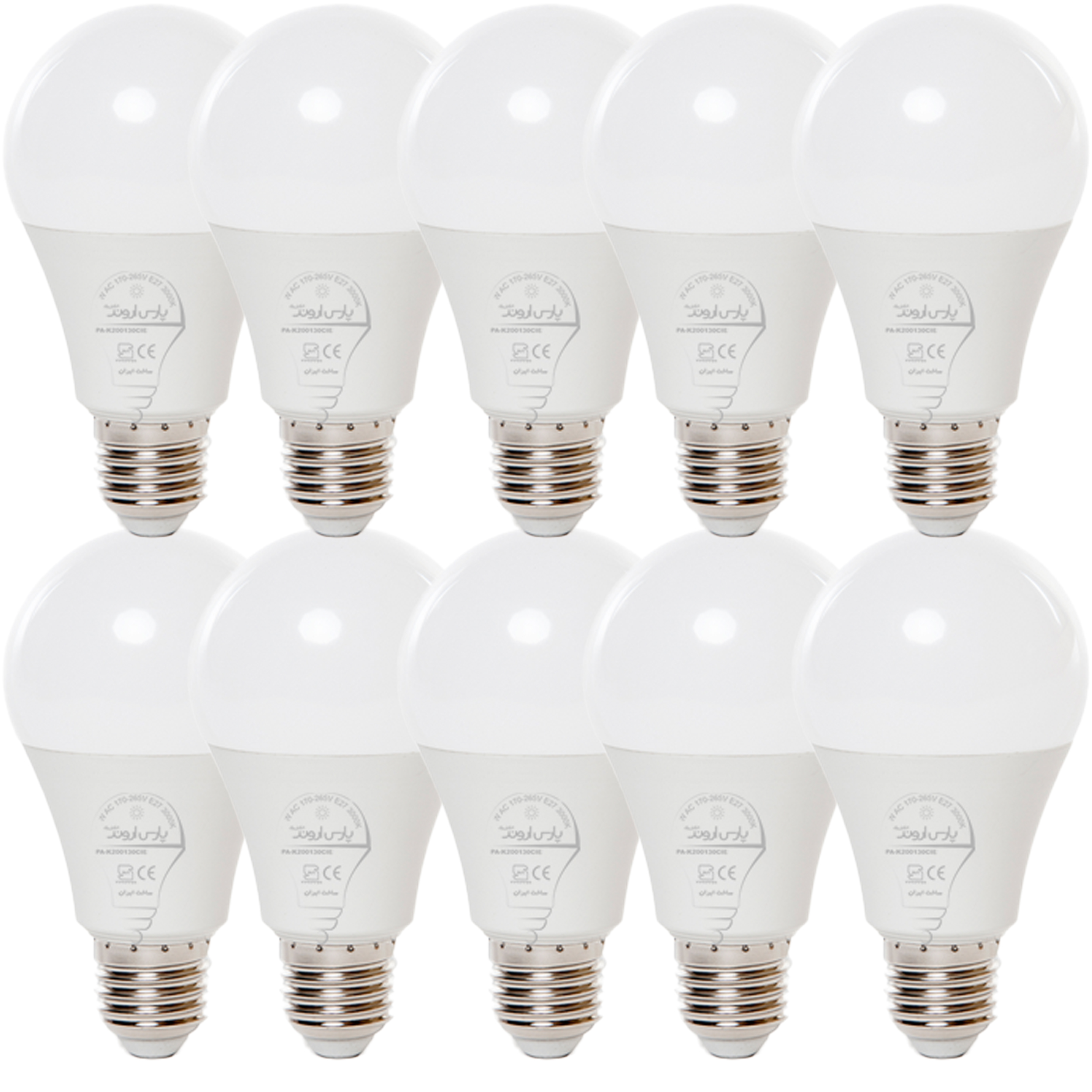 لامپ ال ای دی 9 وات پارس اروند الکتریک کد PA-AB9W پایه E27 بسته 10 عددی
