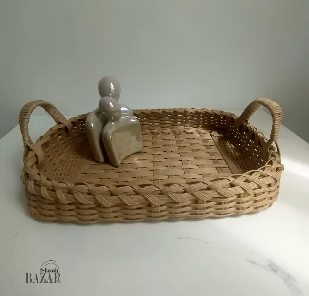 سینی حصیری صنایع دستی گرم بالا مدل ساکورا