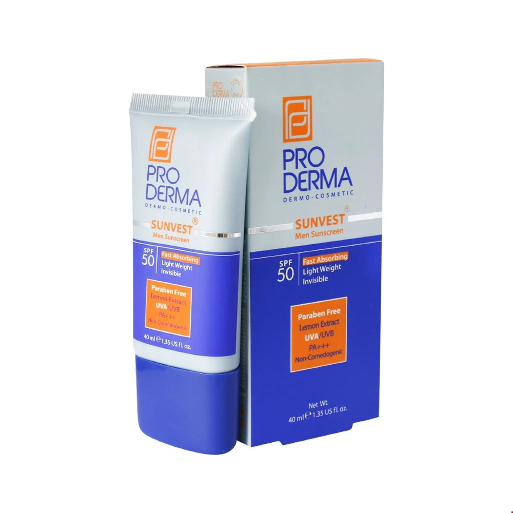 کرم ضد آفتاب SPF50 مخصوص آقایان پرودرما 40 میلی لیتری