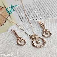 خرید نیم ست زنانه ژوپینگ نگین دار رنگ ثابت آبکاری طلا ضد حساسیت کیفیت عالی کد 1715206 - ردگل