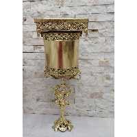 سطل زباله آشغال  پایه دار وجادستمالی طلایی سایز متوسط