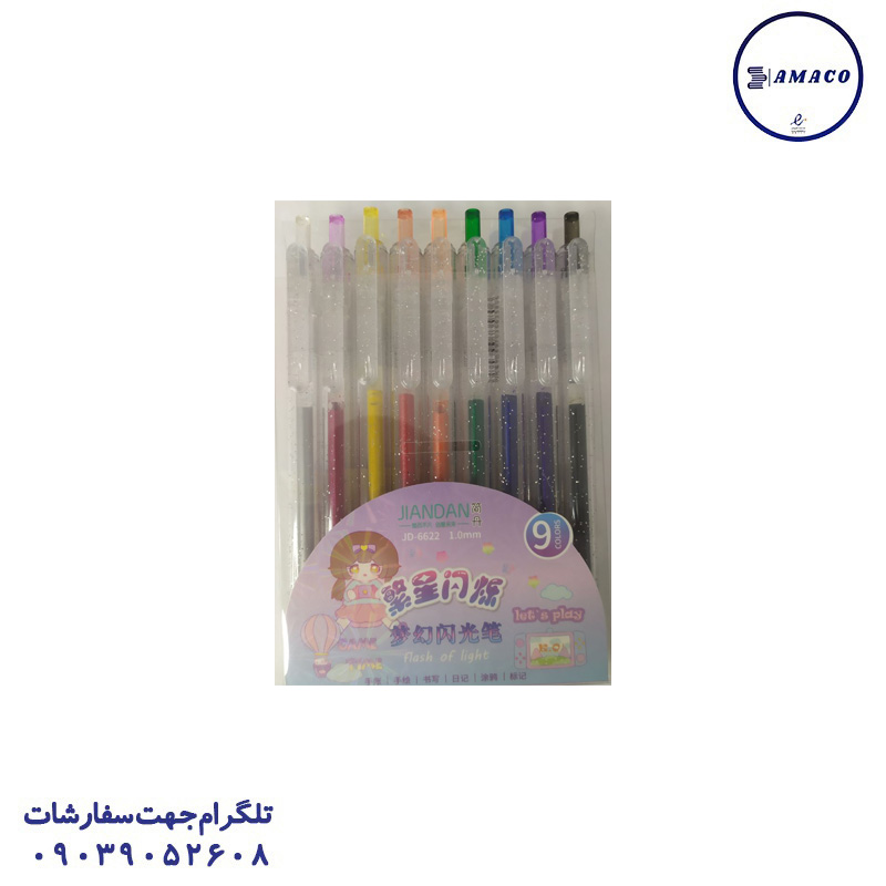 خودکار فشاری اکلیلی 9 رنگ 6622