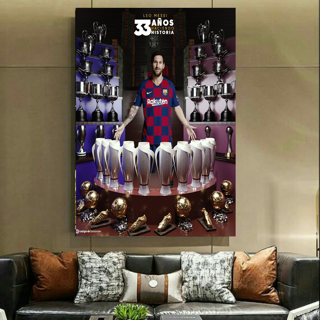 تابلو بوم طرح فوتبال مدل کالکشن افتخارات لیونل مسی کد AR2431