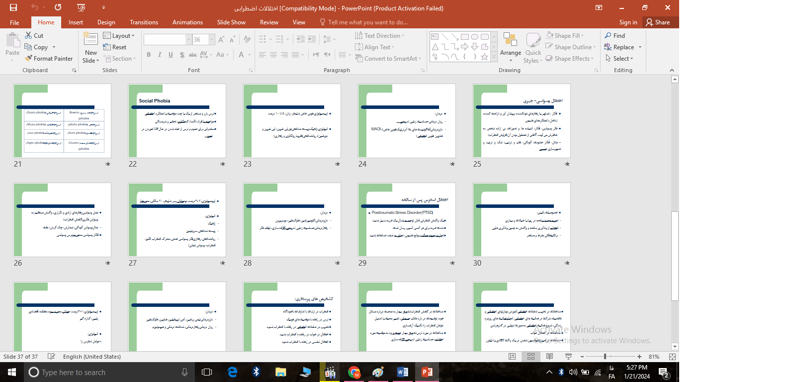 دانلود پاورپوینت اختلالات اضطرابی