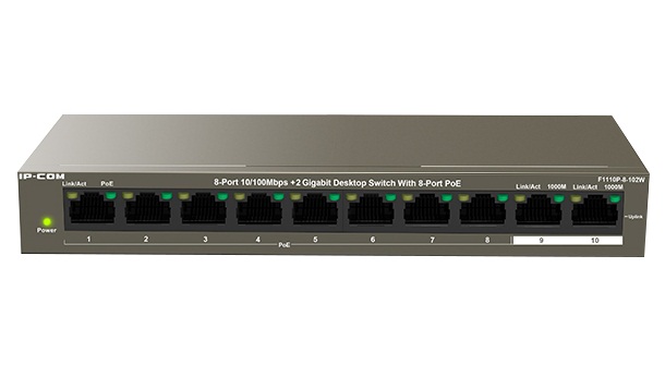 F1110P-8-102W 8 Port10/100Mbps 2 Gigabit Desktop Switch With 8 Port PoE