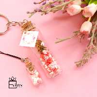 جاکلیدی و آویز موبایل شیشه ای مینیاتوری با قلب های فیمویی