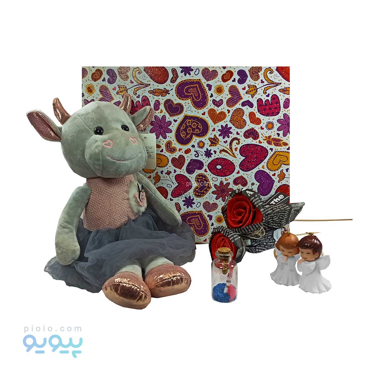 پک کادو ولنتاین عروسک گاو دامن توری