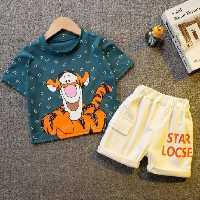 ست فانتزی تیشرت و شلوارک تیگر کار گوانجو چین با کیفیت و تنخور عالی 