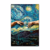 تابلو شاسی گوفی مدل نقاشی دست های خدایان مایکل انجلو با تم ونگوک Van Gogh Art 4k کد HAND46 | دنیای قاب