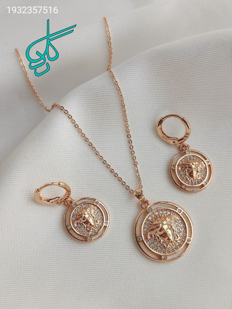 خرید نیم ست زنانه ورساچ YSX استیل نگین دار رنگ ثابت ضد حساسیت کیفیت عالی کد 1715227 - ردگل