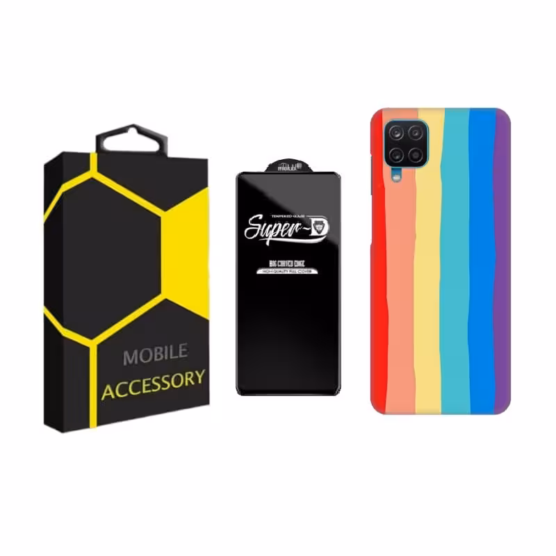 کاور مدل Rainbow مناسب برای گوشی موبایل سامسونگ Galaxy A12 / M12 به همراه محافظ صفحه نمایش 