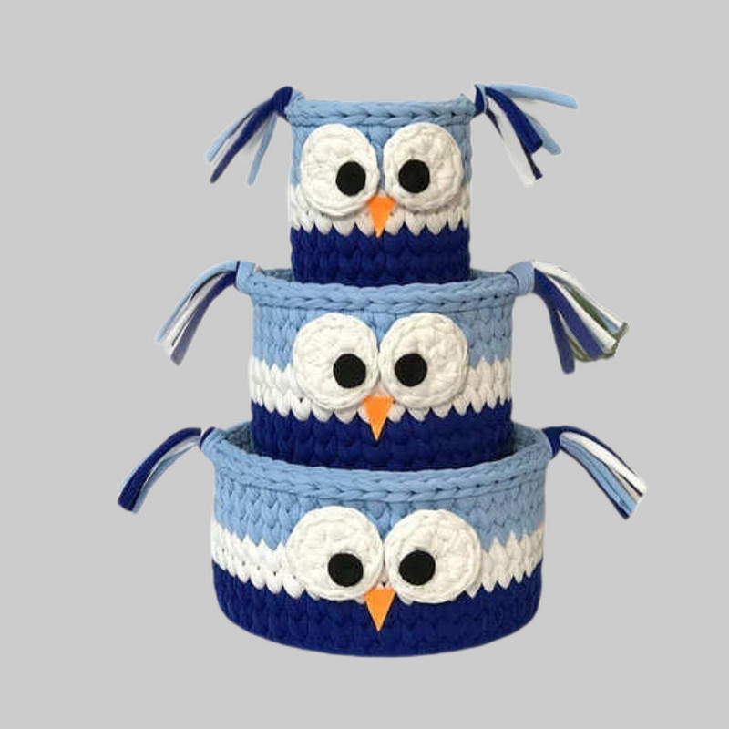 ست سبد اتاق وسایل کودک مدل خانواده جغد مجموعه 3 عددی