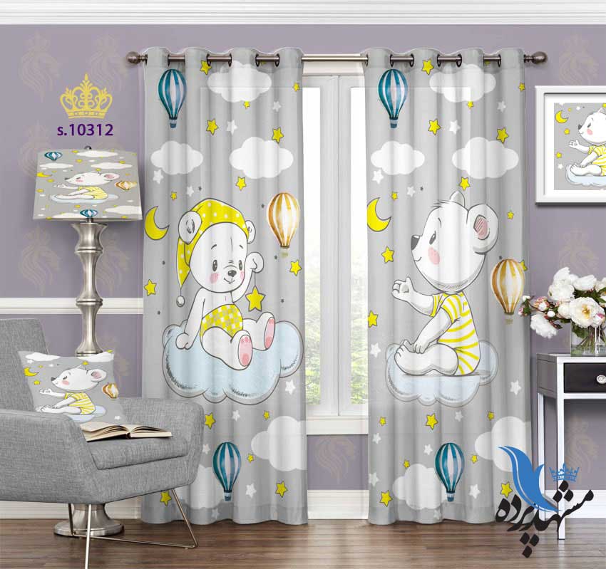 پرده پانچ کودکانه طرح بچه خرس S10302