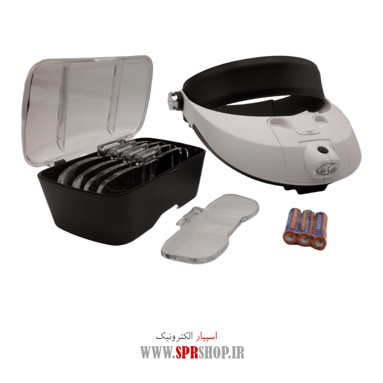 ذره بین هدبندی چراغ دار 5 لنز مدل MG-81001