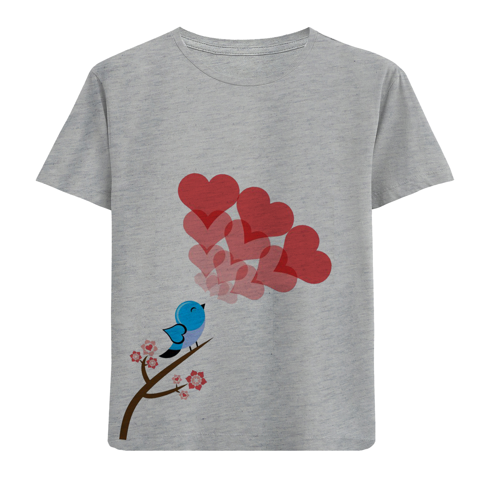 تی شرت آستین کوتاه بچگانه مدل گنجشک وقلب F756