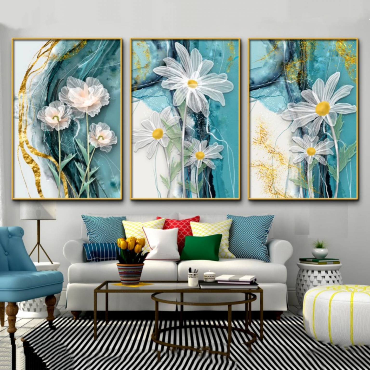 تابلو مدل دکوراتیو کد 4030 مجموعه 3 عددی