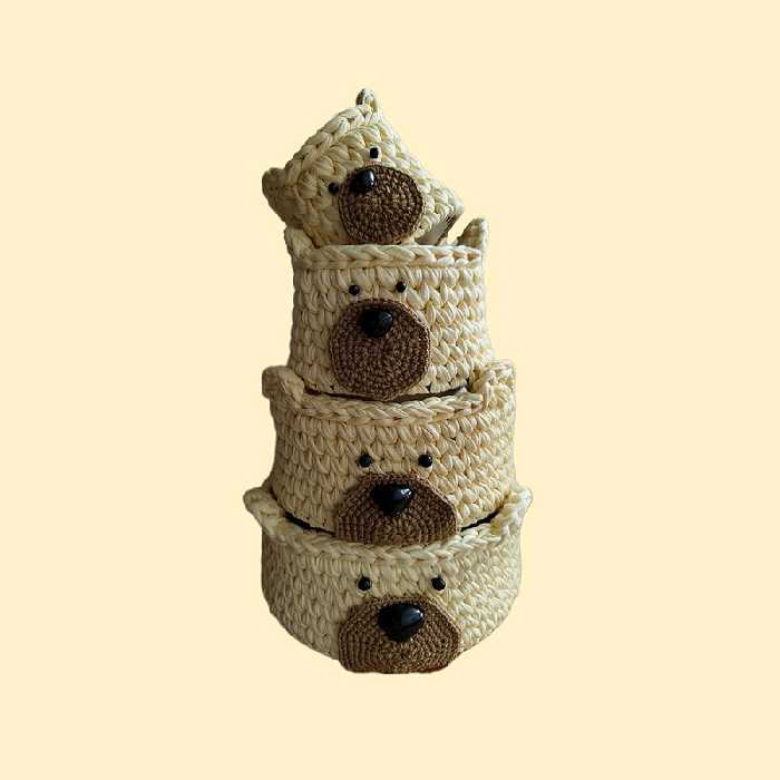 ست سبد وسایل کودک طرح خرس کد 14 مجموعه 4 عددی