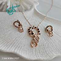 خرید نیم ست زنانه ژوپینگ جدید طرح اژدها رنگ ثابت ضد حساسیت آبکاری طلا همراه با زنجیر کد 1715364 - ردگل