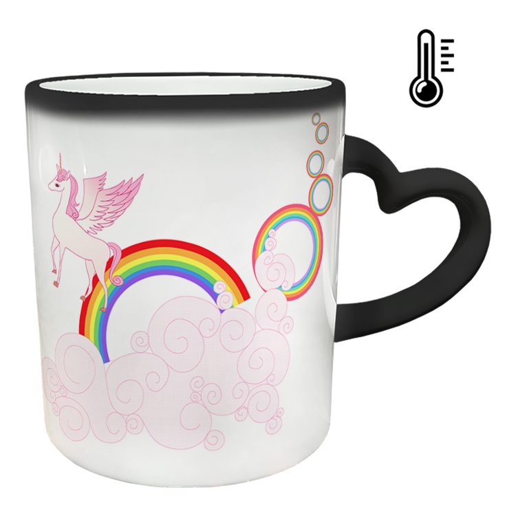 ماگ حرارتی مدل دسته قلبی طرح یونیکورن کد 67