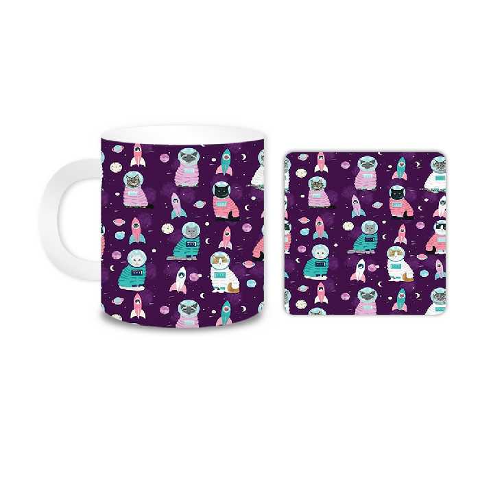 ماگ مدل گربه کد 154 به همراه زیر لیوانی