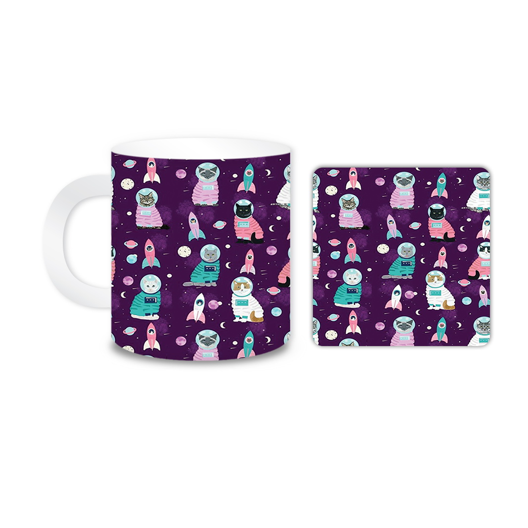 ماگ مدل گربه کد 154 به همراه زیر لیوانی