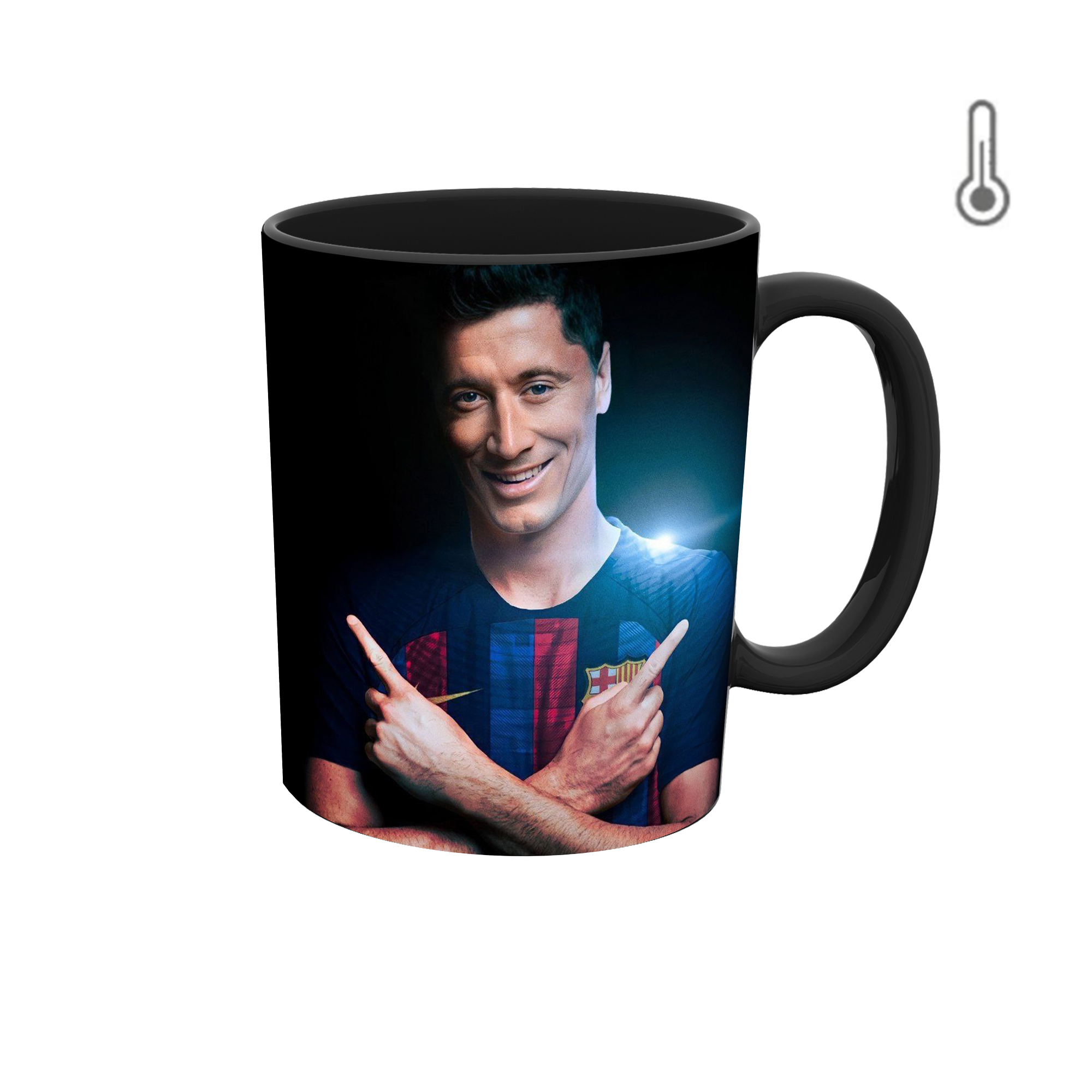 ماگ حرارتی طرح لواندوفسکی مدل بارسلونا 