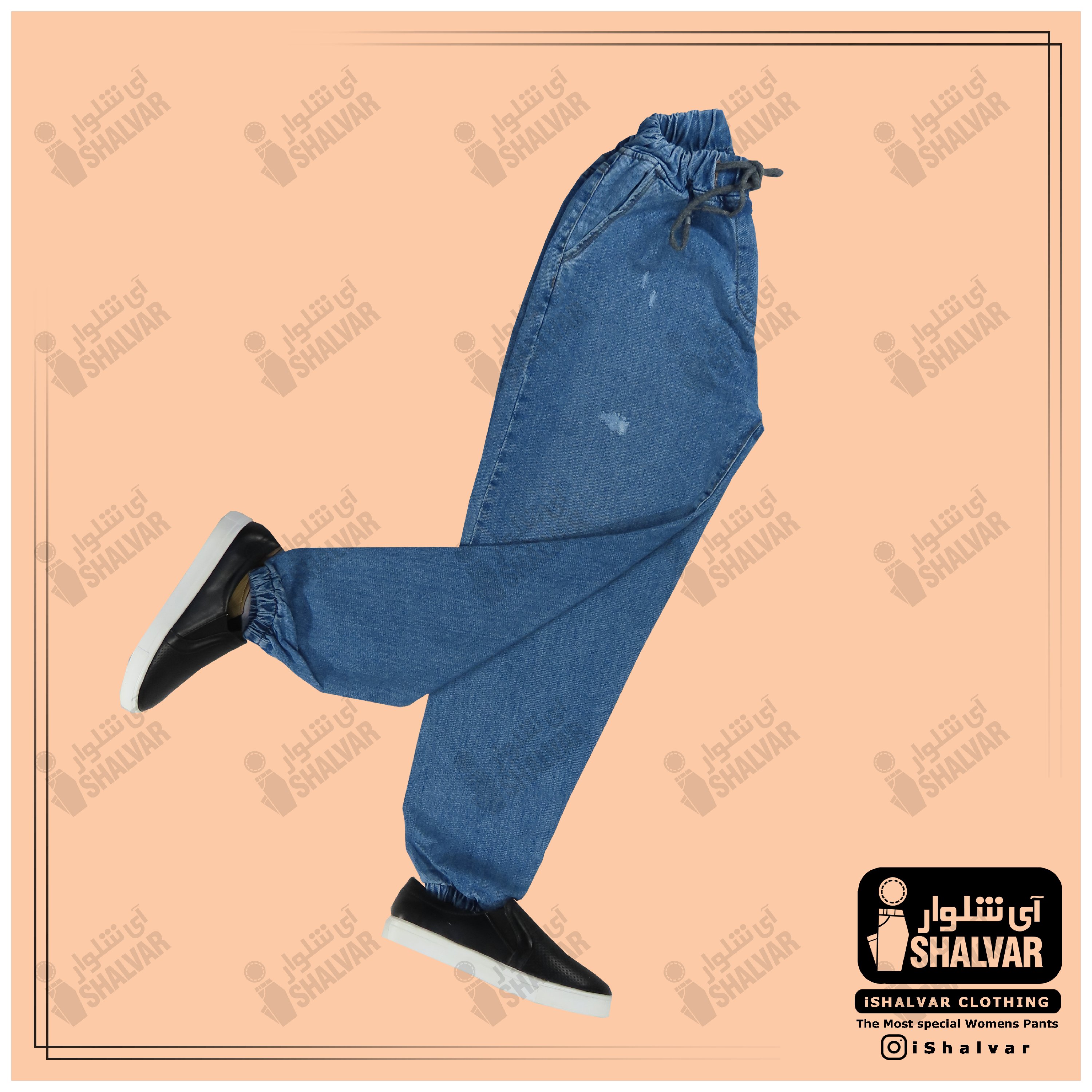 شلوار جین کمرکش گتردار ( سه رنگ )