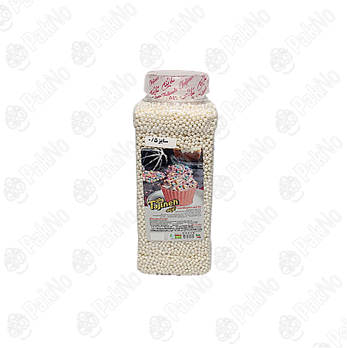 مروارید خوراکی رنگ سفید ریز (65گرمی)