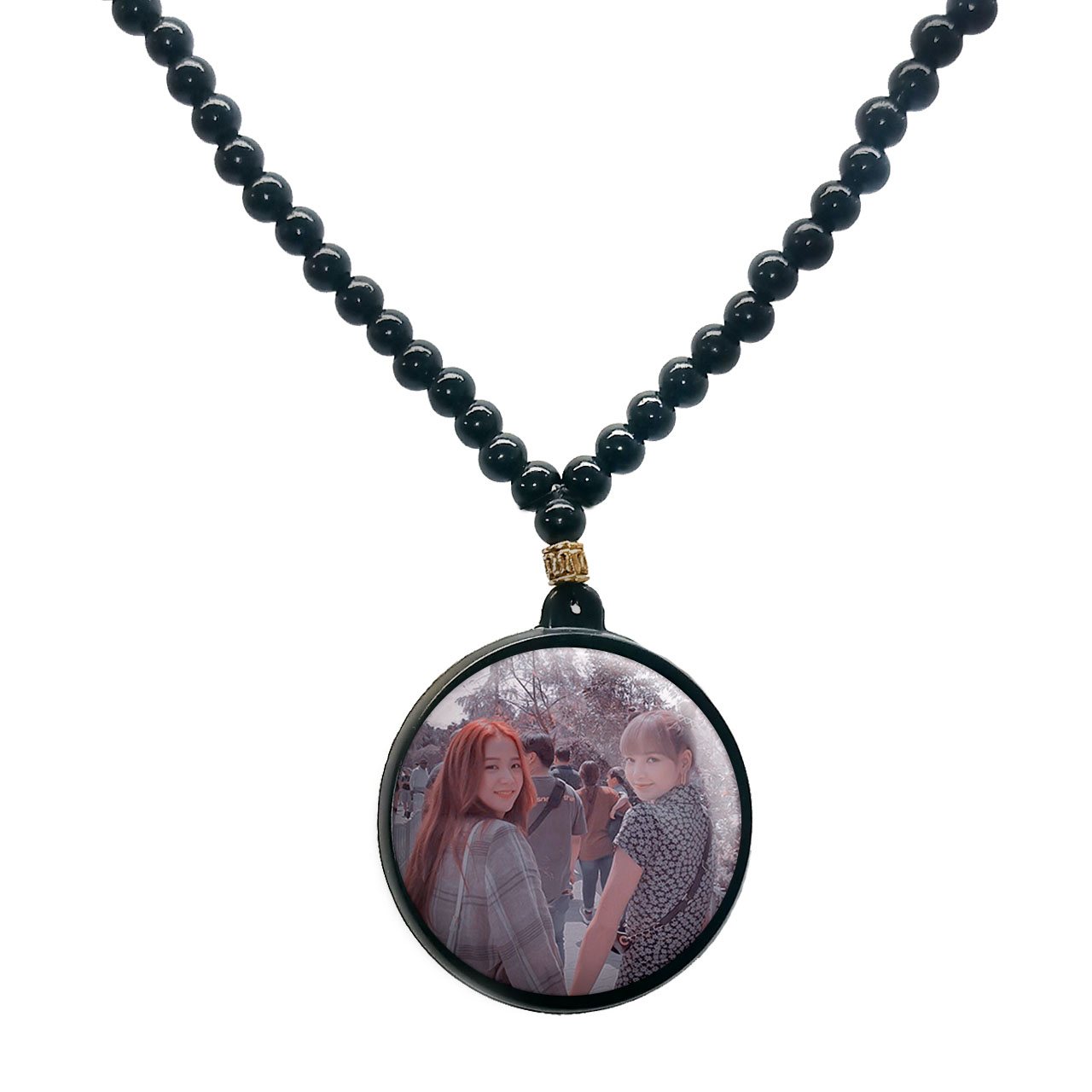 گردنبند پرمانه طرح بلک پینک کد pmd.17932 مدل دو طرفه