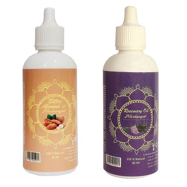 روغن تقویت کننده مو، مژه و ابرو مرهم یاب مدل رزماری و بادام تلخ حجم 80 میلی لیتر مجموعه 2 عددی