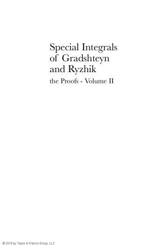 خرید و دانلود نسخه کامل کتاب Special integrals of Gradshteyn and Ryzhik, the proofs. Volume II