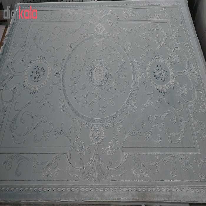 فرش ماشینی زمرد مشهد کد DI12 زمینه سبز آبی