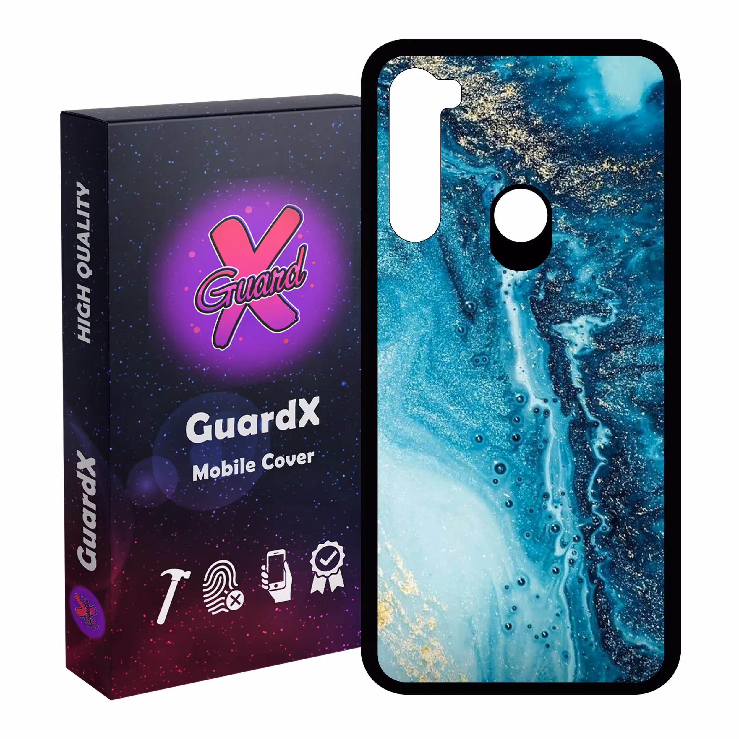 کاور گارد ایکس طرح آبی مدل Glass10402 مناسب برای گوشی موبایل شیائومی Redmi Note 8
