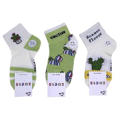 جوراب ساق بلند بچگانه مدل کاکتوس کد 2 بسته 3 عددی