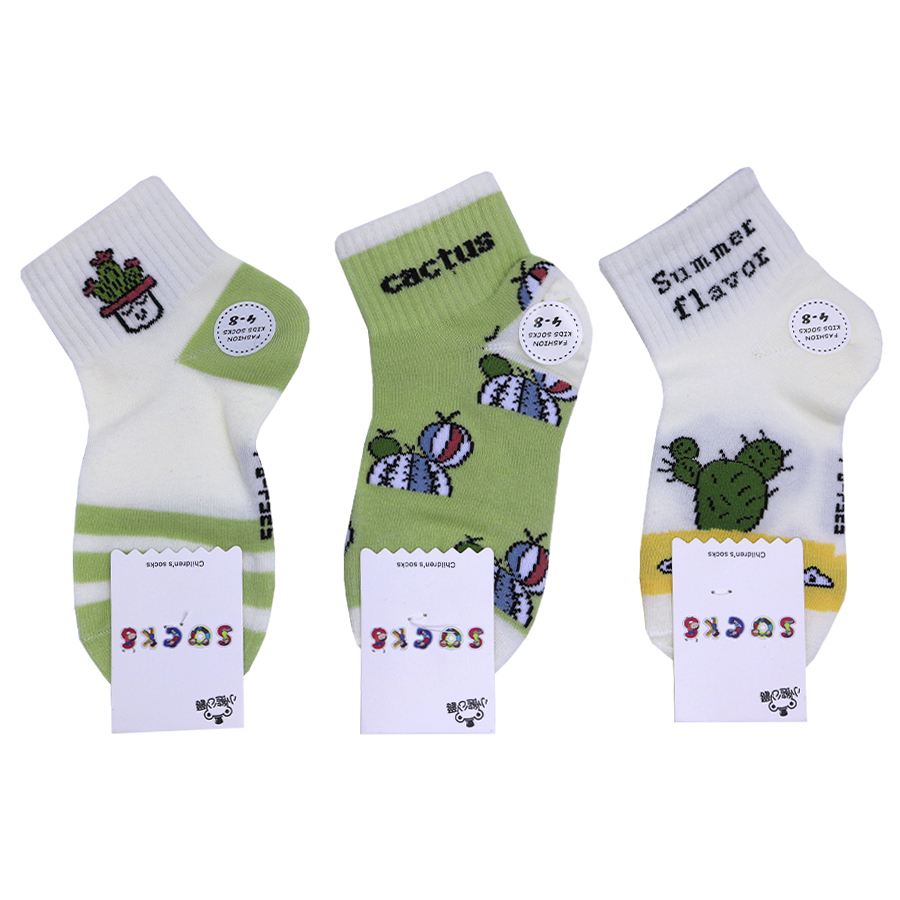 جوراب ساق بلند بچگانه مدل کاکتوس کد 2 بسته 3 عددی