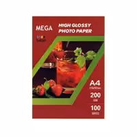 کاغذ فتو گلاسه براق 200 گرم A4 مگا 100 برگی
